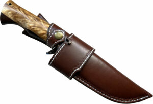 Étui cuir pour couteau fixe avec passant amovible