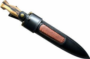 Étui cuir pour couteau fixe avec passant amovible